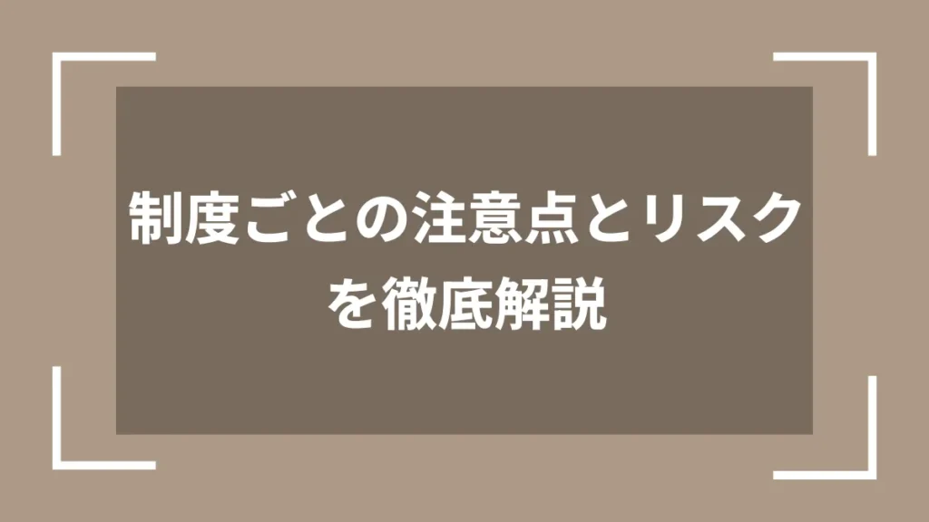 制度ごとの注意点とリスクを徹底解説